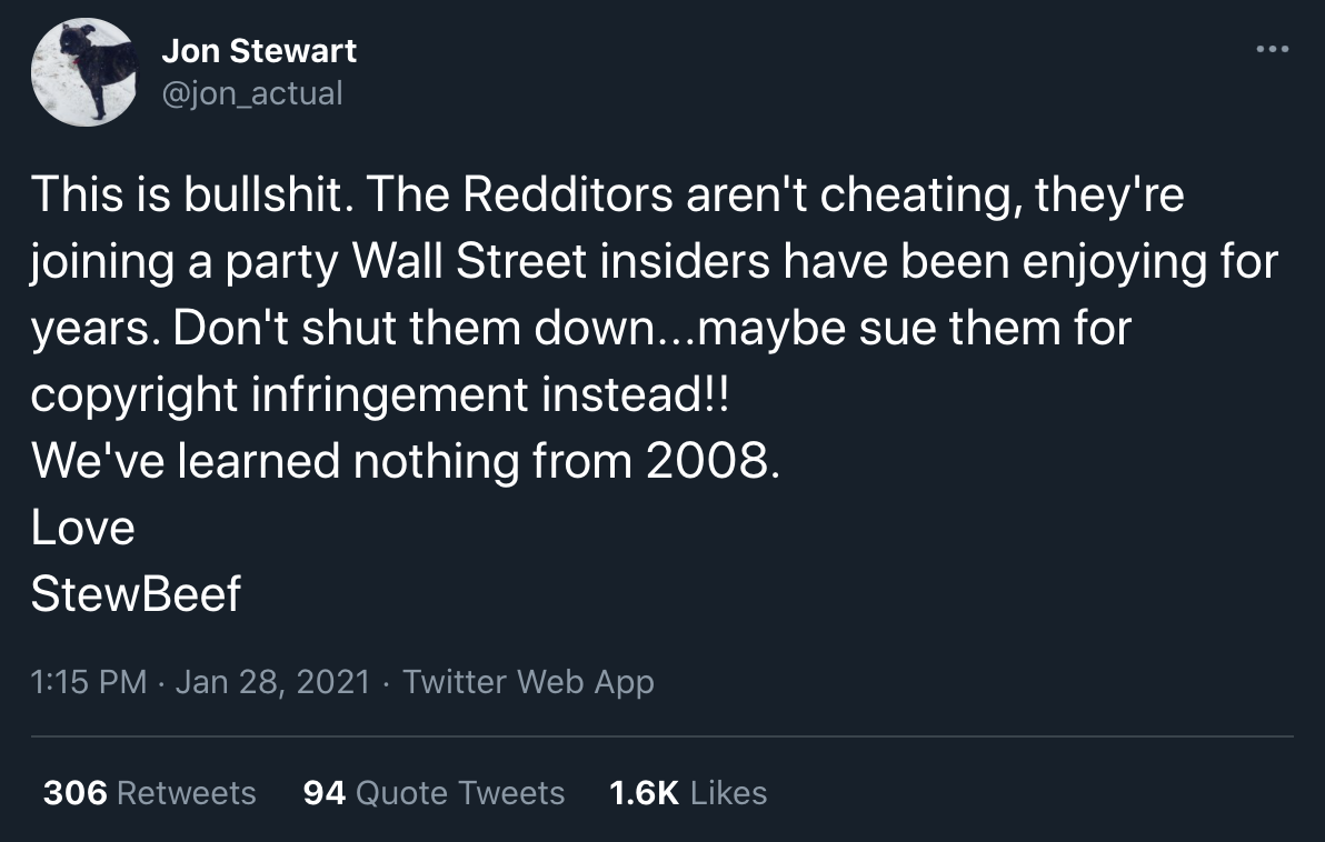 Jon Stewart Tweet